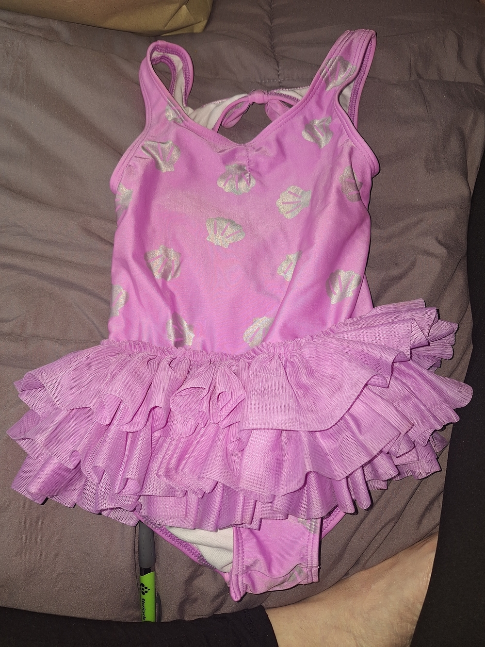 Cat & Jack Pink Ruffle Mermaid One-Piece Swimsuit